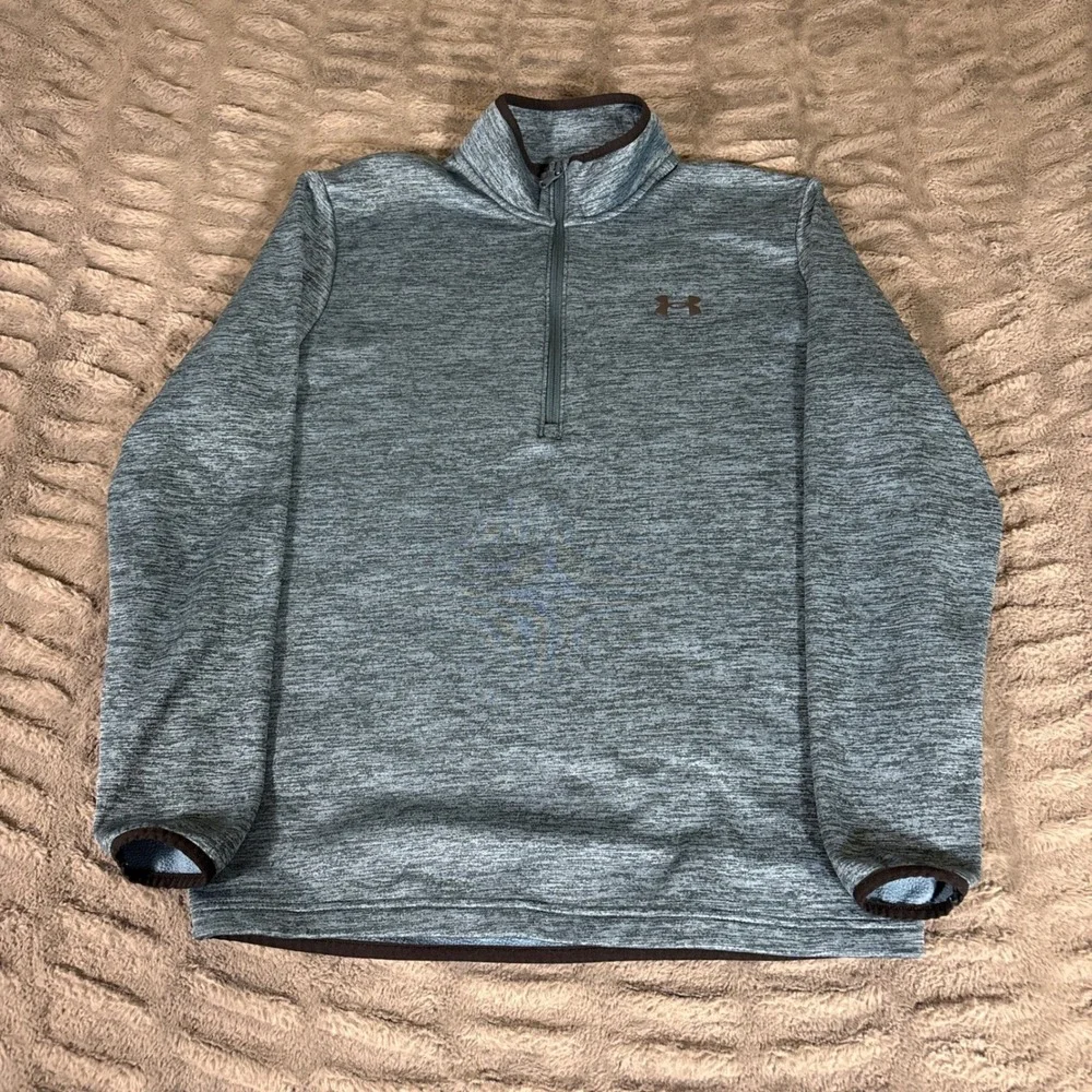 Under Armour Mens Small Blue Space Dye Heather 1/4 Zip Pullover Fleece AR482